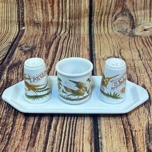 Vintage Moustiers G.F. Made in France French Bird Salt & Pepper Tray